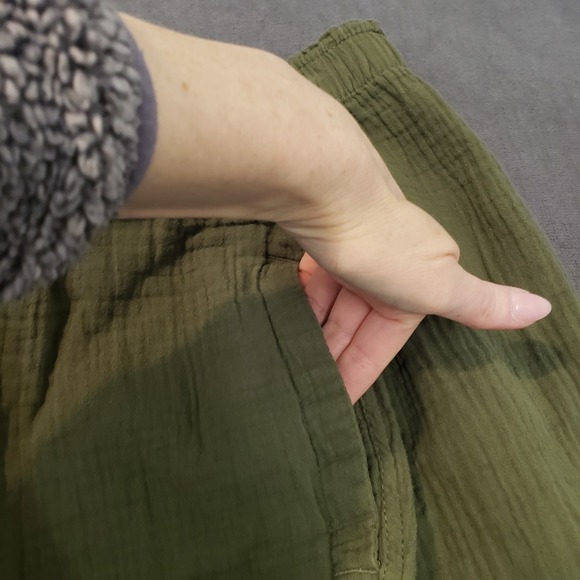Cold Water Creek Pants Womens Size 2X Pull On Gauze Crinkle Green 100% Cotton - Picture 10 of 11